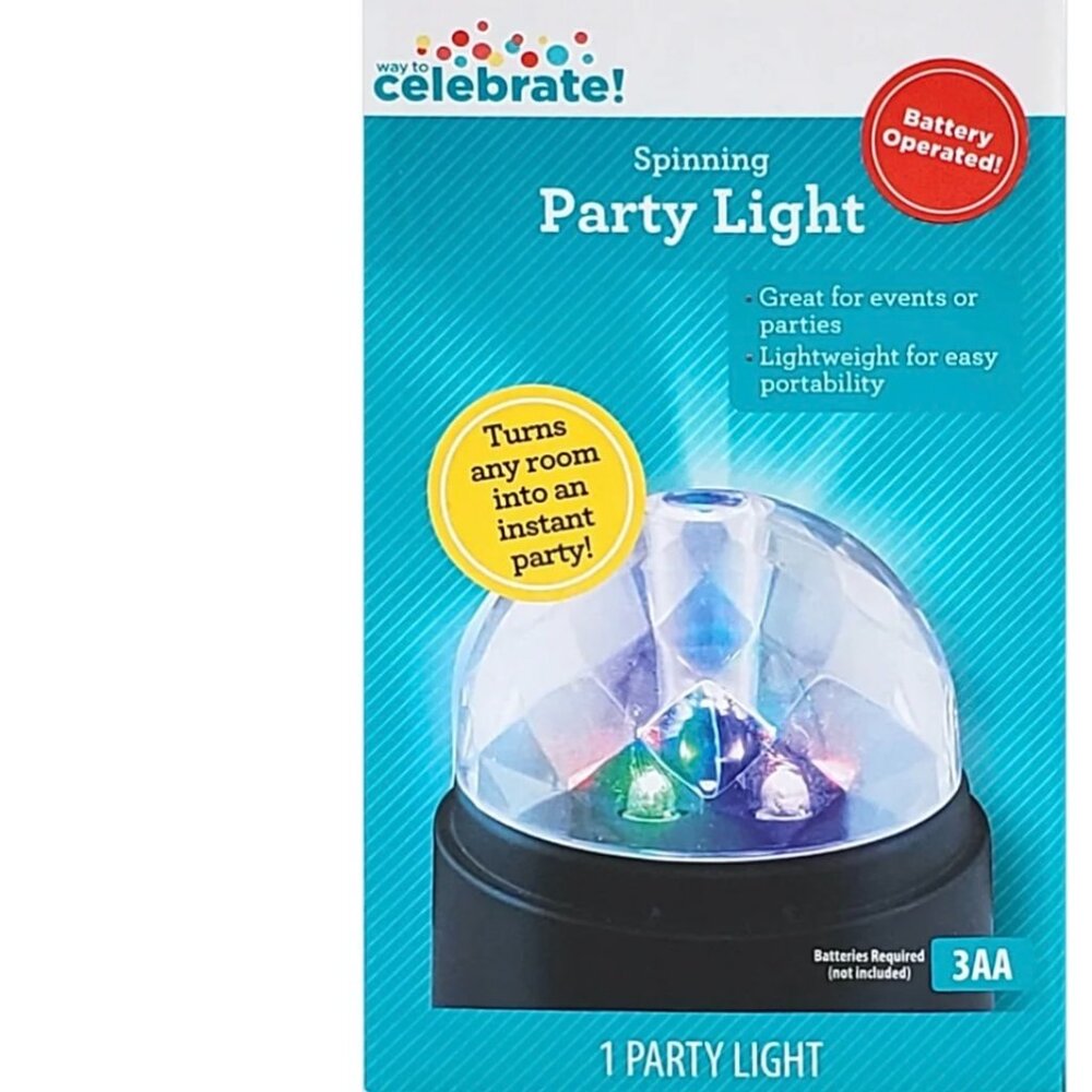 Way to Celebrate Plastic Spinning LED Party Light, AA Battery Size